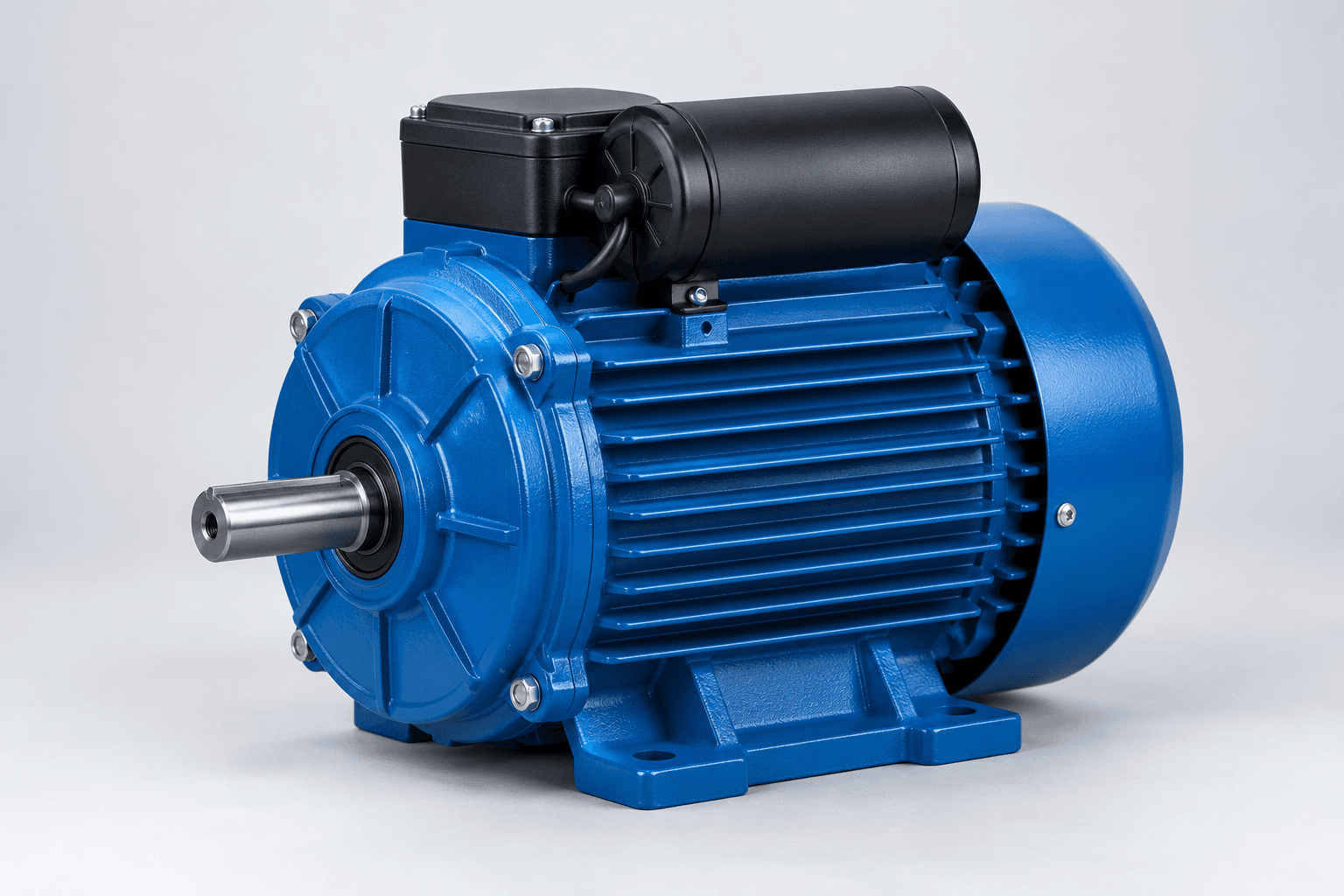 Single-phase electric motor with capacitor housing
