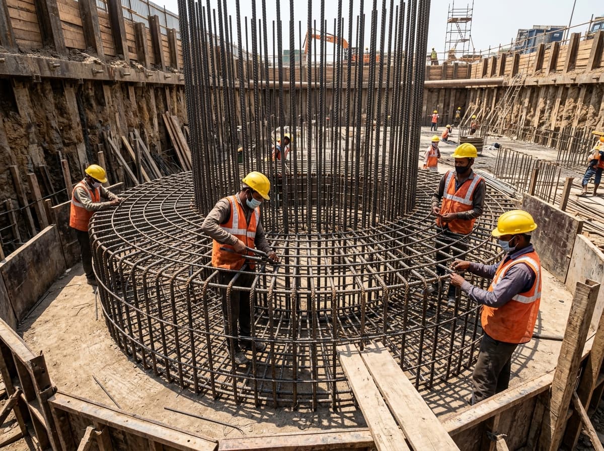 Civil foundation reinforcement work in progress