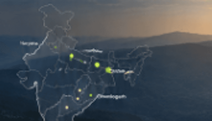 Estellar project presence across India showing operations in Bihar, Uttar Pradesh, Haryana, and Chhattisgarh